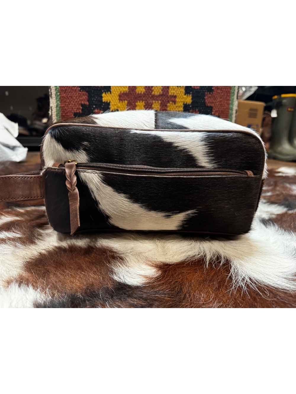 NEW Cowhide Toiletry & Travel Bag — 10 × 5 × 4 inches